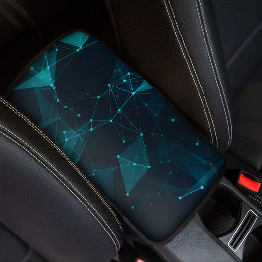 Teal Polygonal Dot Geometric Print Car Center Console Cover