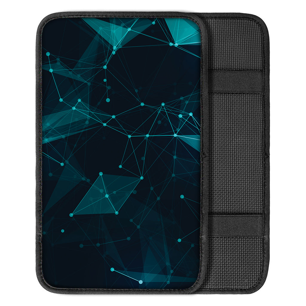 Teal Polygonal Dot Geometric Print Car Center Console Cover