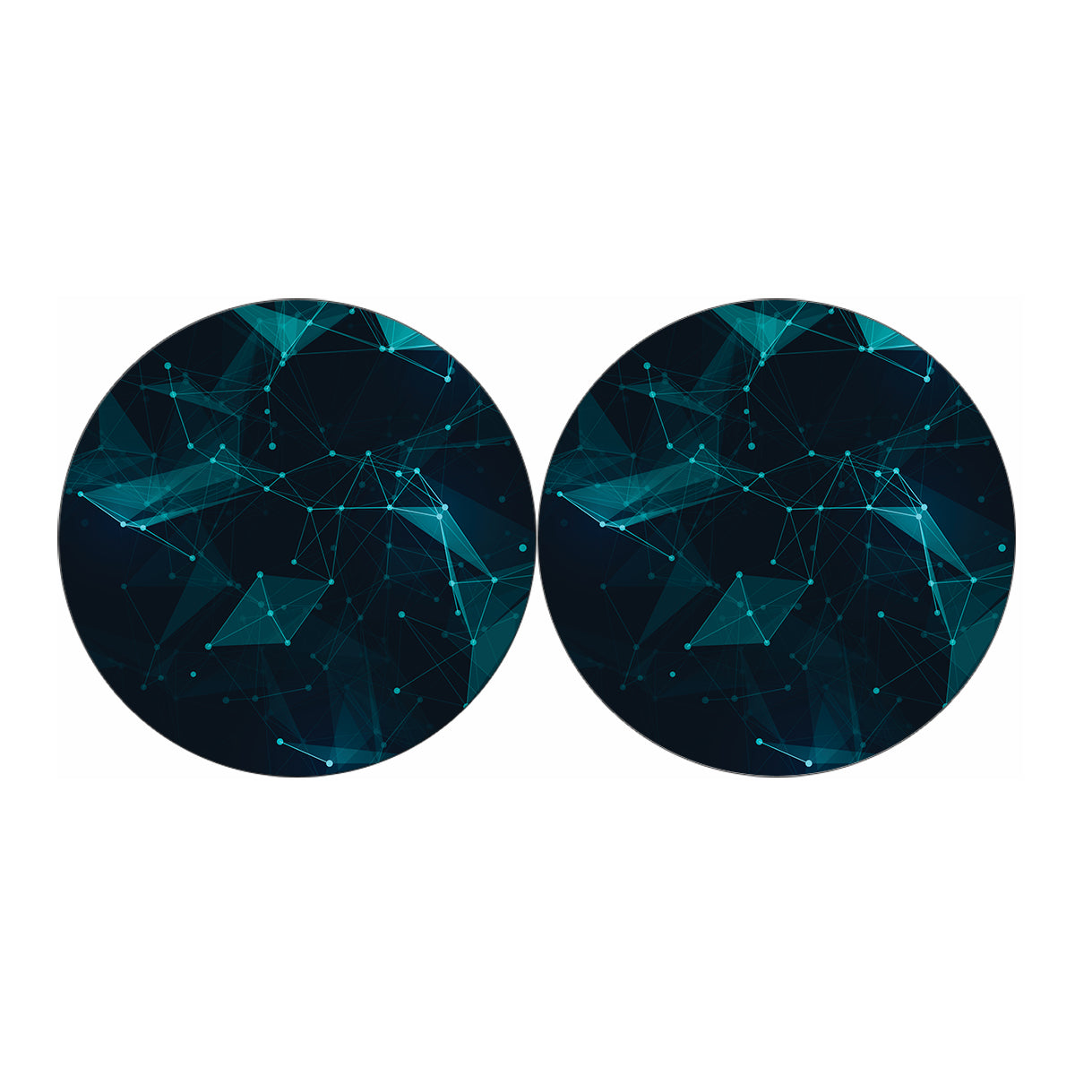 Teal Polygonal Dot Geometric Print Car Coasters