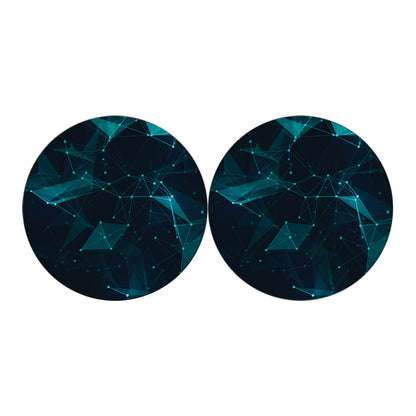 Teal Polygonal Dot Geometric Print Car Coasters
