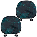 Teal Polygonal Dot Geometric Print Car Headrest Covers