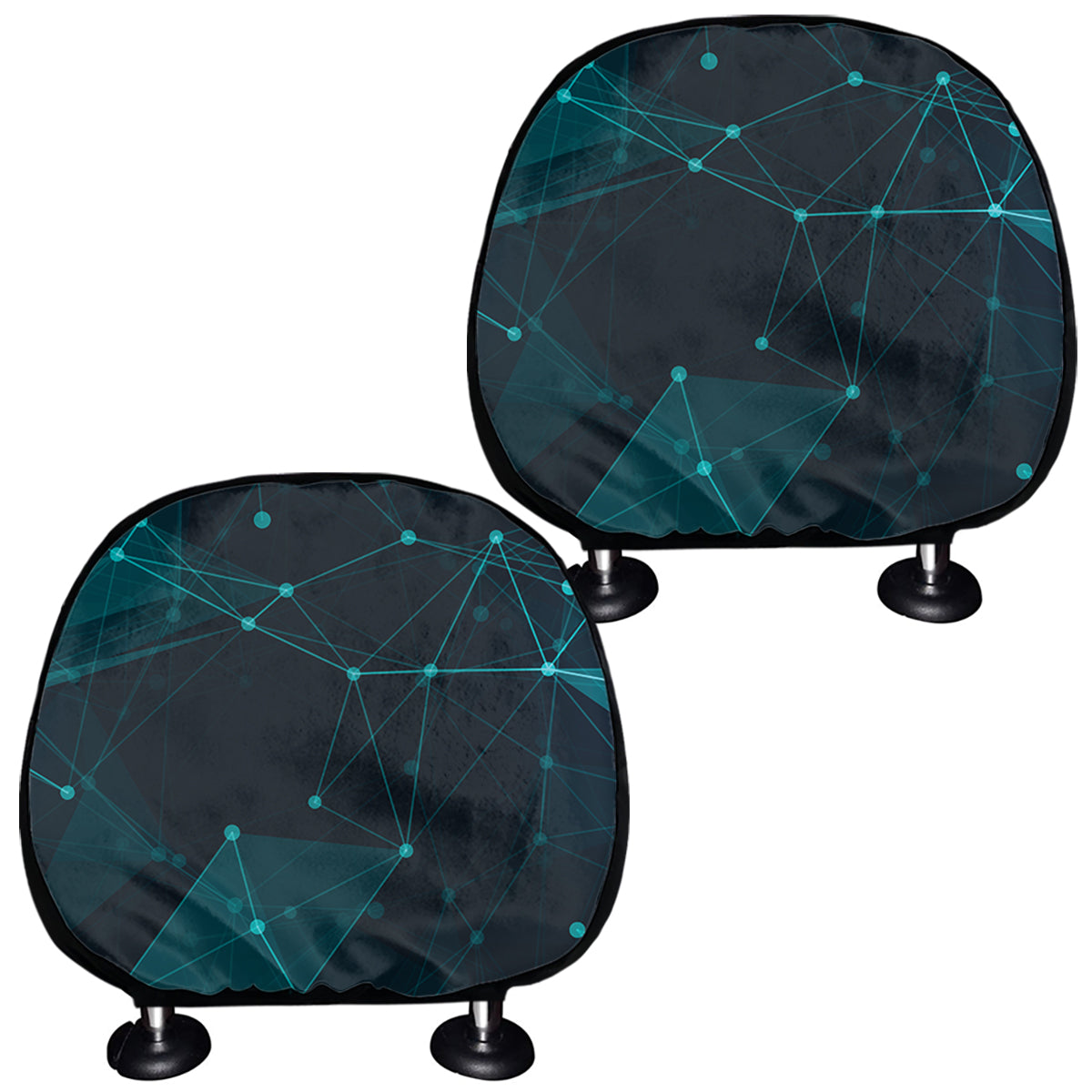 Teal Polygonal Dot Geometric Print Car Headrest Covers