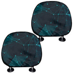 Teal Polygonal Dot Geometric Print Car Headrest Covers