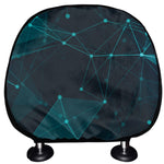 Teal Polygonal Dot Geometric Print Car Headrest Covers