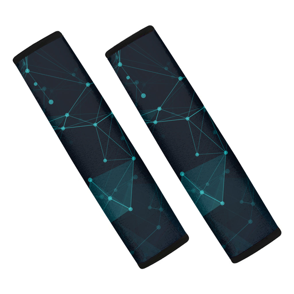 Teal Polygonal Dot Geometric Print Car Seat Belt Covers