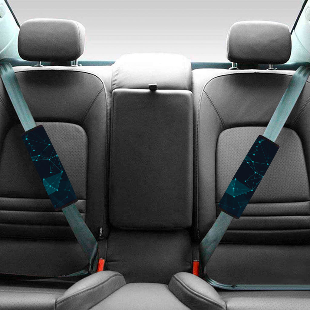Teal Polygonal Dot Geometric Print Car Seat Belt Covers