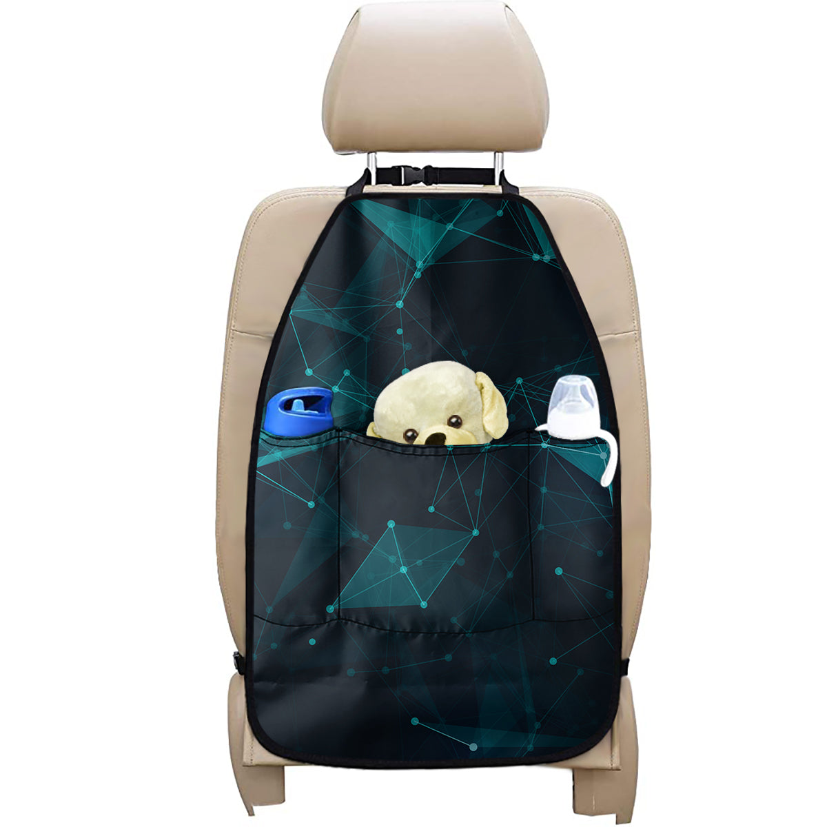Teal Polygonal Dot Geometric Print Car Seat Organizers