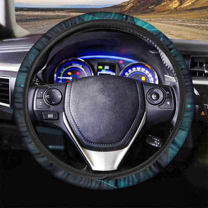 Teal Polygonal Dot Geometric Print Car Steering Wheel Cover