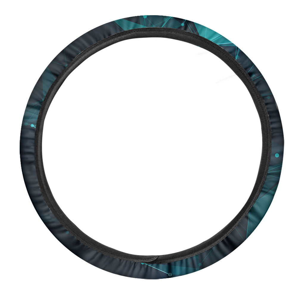 Teal Polygonal Dot Geometric Print Car Steering Wheel Cover