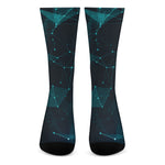 Teal Polygonal Dot Geometric Print Crew Socks