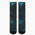 Teal Polygonal Dot Geometric Print Crew Socks