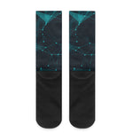 Teal Polygonal Dot Geometric Print Crew Socks