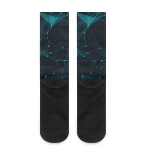 Teal Polygonal Dot Geometric Print Crew Socks