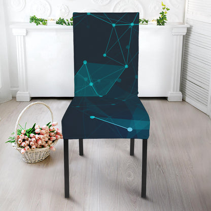 Teal Polygonal Dot Geometric Print Dining Chair Slipcover