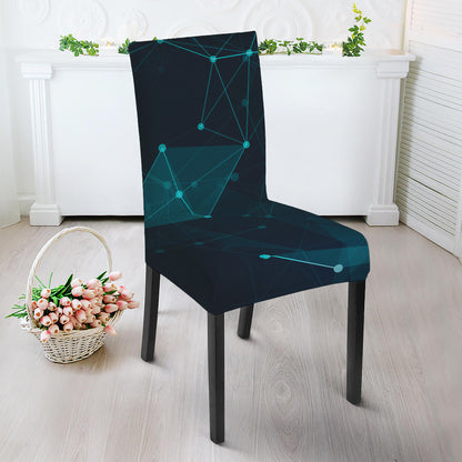 Teal Polygonal Dot Geometric Print Dining Chair Slipcover