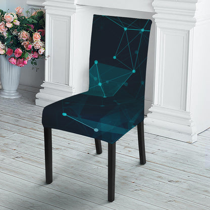 Teal Polygonal Dot Geometric Print Dining Chair Slipcover