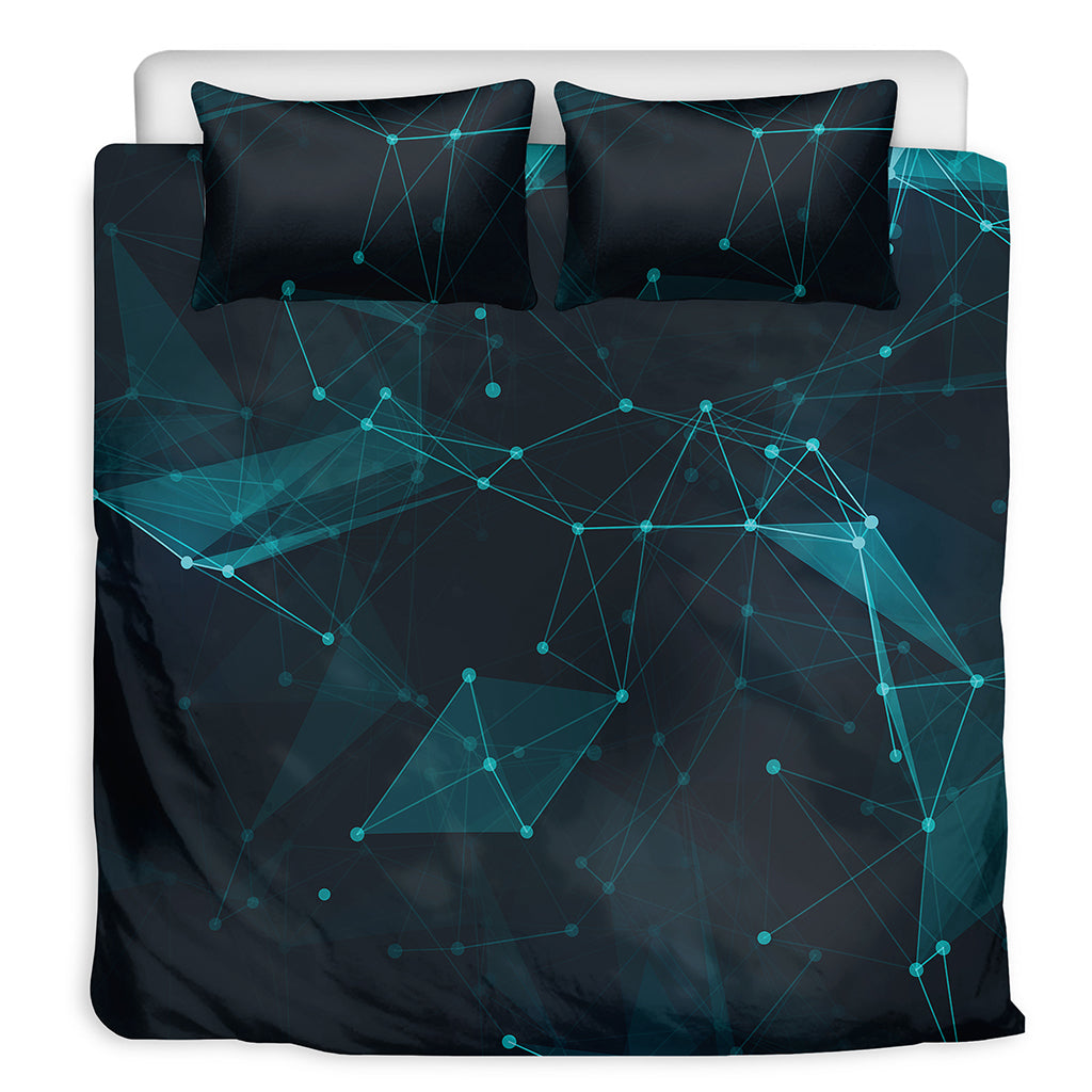 Teal Polygonal Dot Geometric Print Duvet Cover Bedding Set
