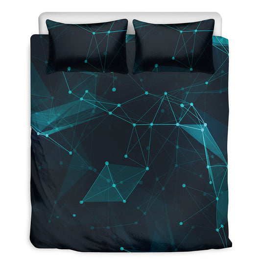 Teal Polygonal Dot Geometric Print Duvet Cover Bedding Set