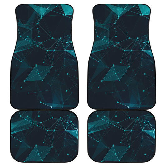 Teal Polygonal Dot Geometric Print Front and Back Car Floor Mats