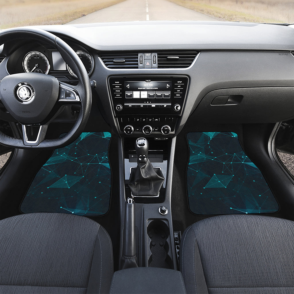 Teal Polygonal Dot Geometric Print Front and Back Car Floor Mats