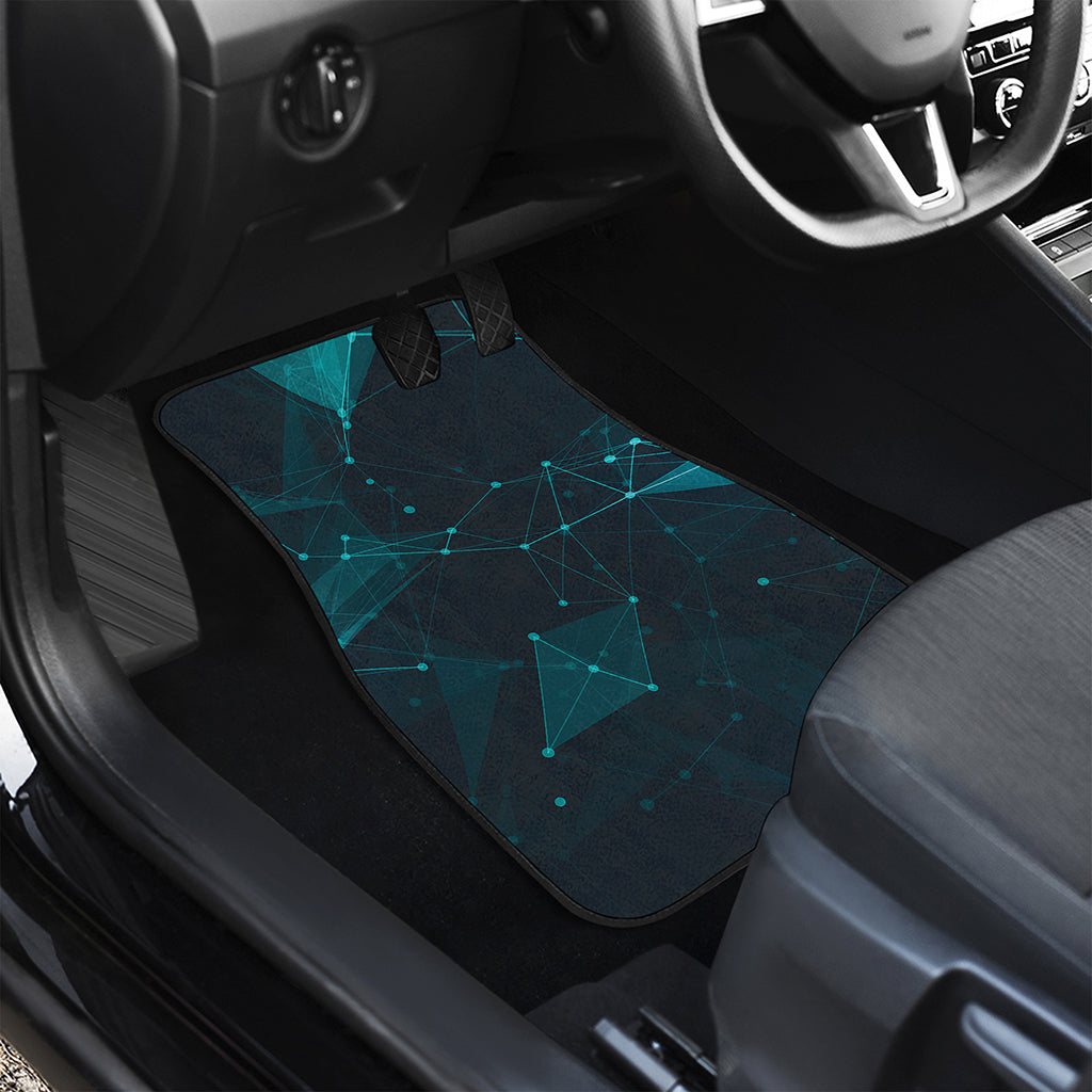 Teal Polygonal Dot Geometric Print Front and Back Car Floor Mats