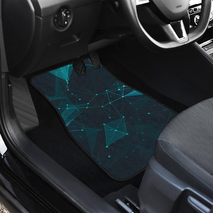 Teal Polygonal Dot Geometric Print Front and Back Car Floor Mats