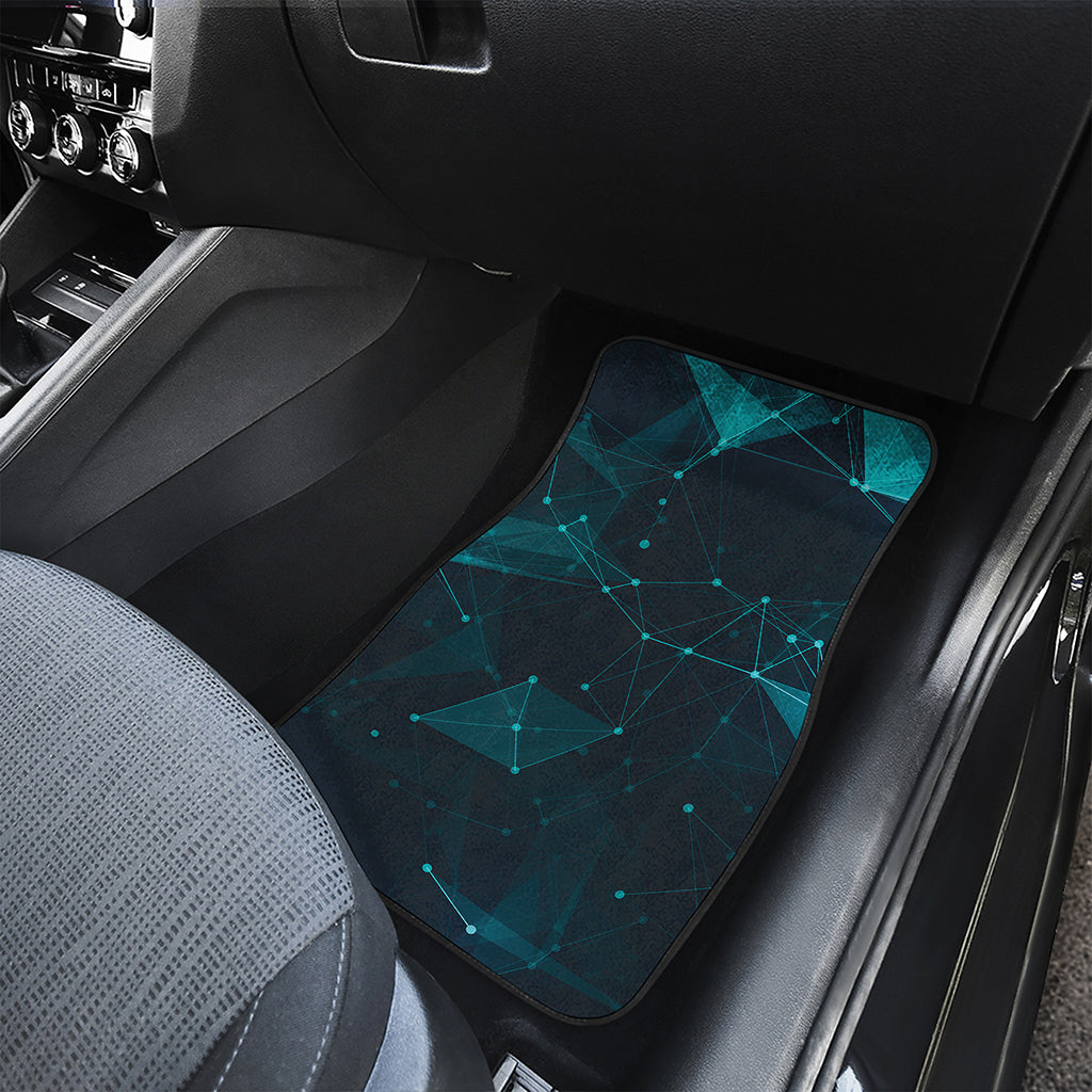 Teal Polygonal Dot Geometric Print Front and Back Car Floor Mats