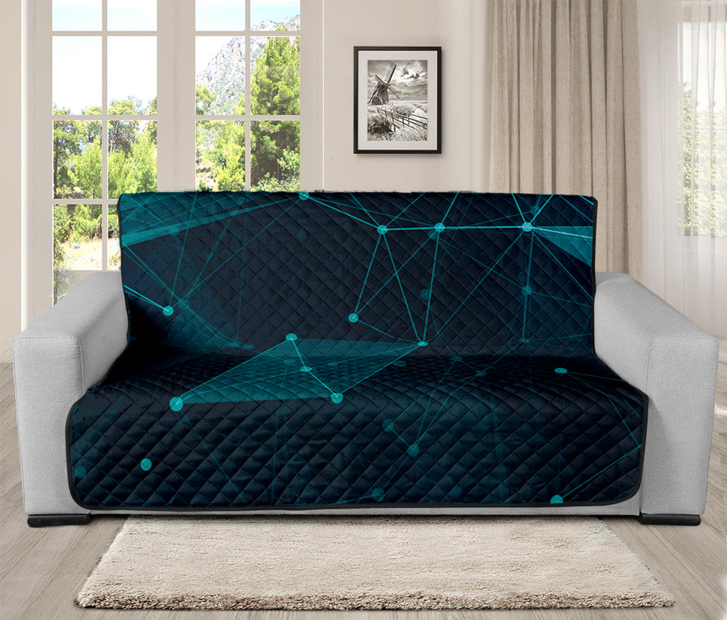 Teal Polygonal Dot Geometric Print Futon Protector