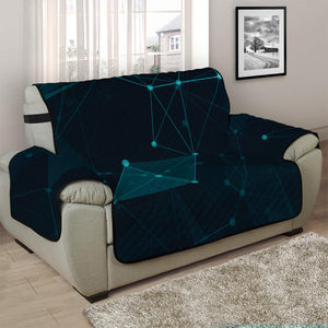 Teal Polygonal Dot Geometric Print Half Sofa Protector