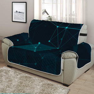 Teal Polygonal Dot Geometric Print Half Sofa Protector