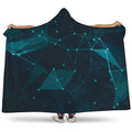 Teal Polygonal Dot Geometric Print Hooded Blanket