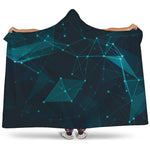 Teal Polygonal Dot Geometric Print Hooded Blanket