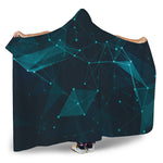 Teal Polygonal Dot Geometric Print Hooded Blanket