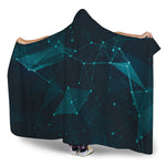 Teal Polygonal Dot Geometric Print Hooded Blanket