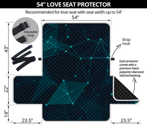 Teal Polygonal Dot Geometric Print Loveseat Protector