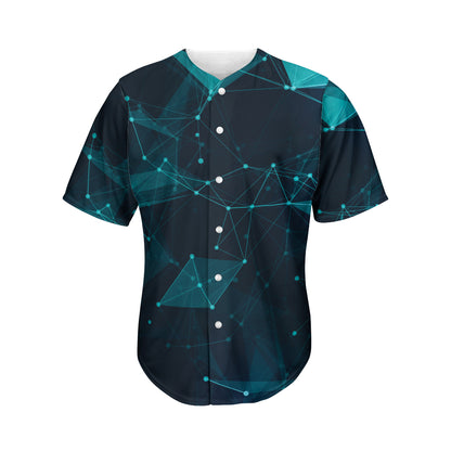 Teal Polygonal Dot Geometric Print Men's Baseball Jersey
