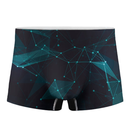 Teal Polygonal Dot Geometric Print Men's Boxer Briefs