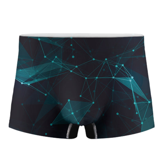 Teal Polygonal Dot Geometric Print Men's Boxer Briefs