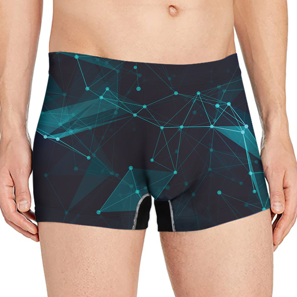 Teal Polygonal Dot Geometric Print Men's Boxer Briefs