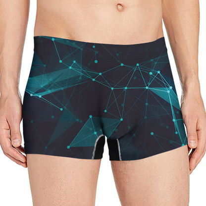 Teal Polygonal Dot Geometric Print Men's Boxer Briefs
