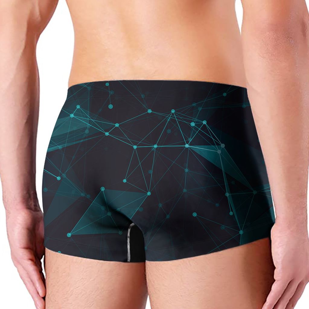 Teal Polygonal Dot Geometric Print Men's Boxer Briefs