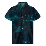 Teal Polygonal Dot Geometric Print Men's Short Sleeve Shirt