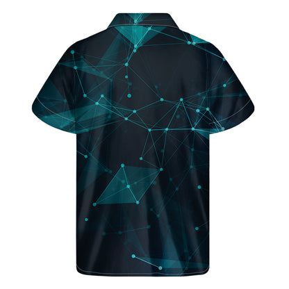 Teal Polygonal Dot Geometric Print Men's Short Sleeve Shirt