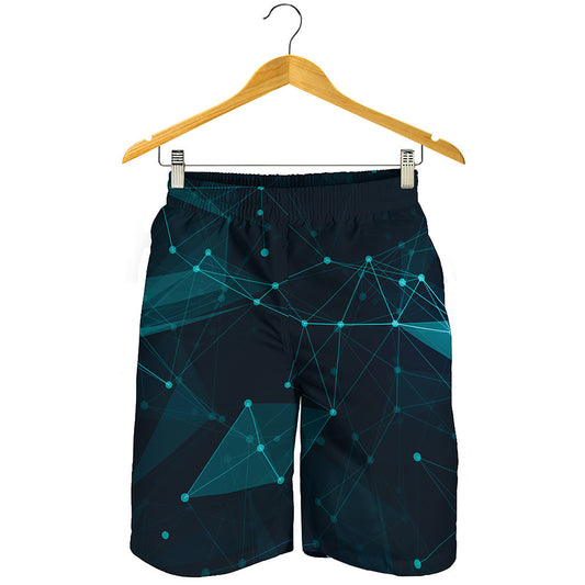 Teal Polygonal Dot Geometric Print Men's Shorts
