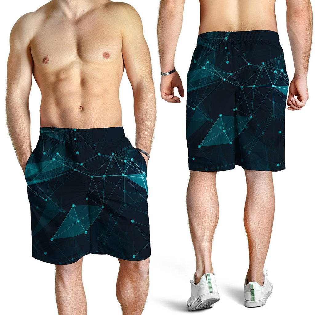 Teal Polygonal Dot Geometric Print Men's Shorts