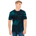 Teal Polygonal Dot Geometric Print Men's T-Shirt