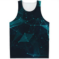 Teal Polygonal Dot Geometric Print Men's Tank Top