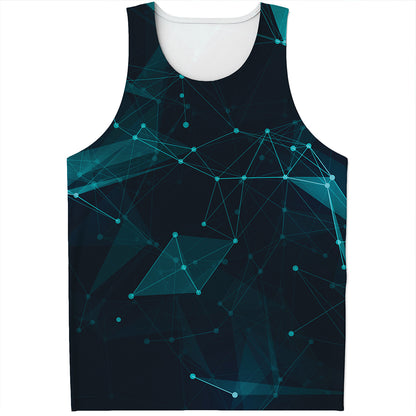 Teal Polygonal Dot Geometric Print Men's Tank Top