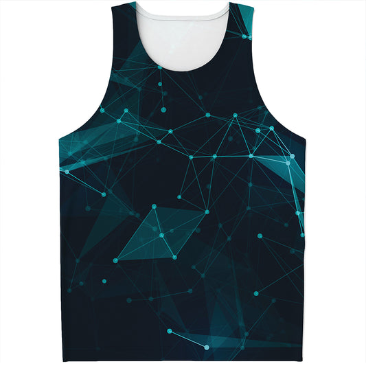 Teal Polygonal Dot Geometric Print Men's Tank Top