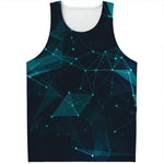 Teal Polygonal Dot Geometric Print Men's Tank Top